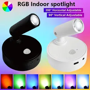Wireless RGB Motion Sensor LED Spotlight, Adjustable, Creates Elegant Ambiance, Magnetic LED Wall Lamp, Battery Powered & USB Rechargeable