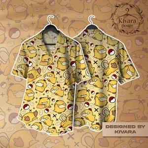 Chibi Duck Cute Hawaiian Shirt Short Game Gift Shirt for Men – Funny, Breathable & Comfy Tropical Outfit, Perfect Gift for Him on Birthday, Mother’s Day, Father’s Day, Christmas & Summer Vacation