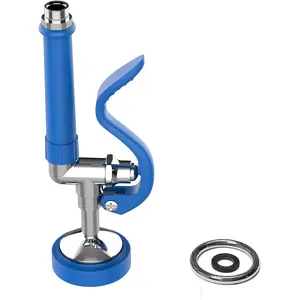 Commercial Sink Sprayer Pre Rinse Spray Valve with Handle Grip Assembly,  1.42 GPM High Pressured Dish Sprayer for Replacement Kit of Commercial Faucet, Polished Chrome (Blue)