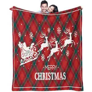 Christmas checkered stripe pattern, suitable for children and adults as Christmas holiday gifts, soft, warm and lightweight plush blanket, suitable for bed, sofa, car, room decoration