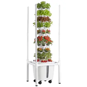 VEVOR Hydroponic Tower, 45 Pods 9 Tiers Hydroponics Growing System Kit with LED Grow Light, App Control & Casters, Vertical Home Garden with 20L Water Tank & Pump for Indoor Herbs, Fruits, Vegetables