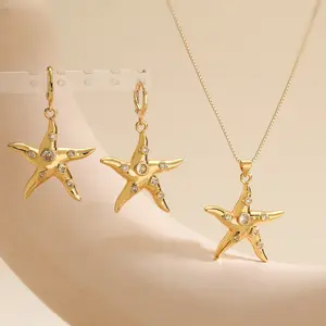 Brass Ocean Charms Gold Plated Starfish  Pendant For DIY Necklace Bracelet Making Jewelry
