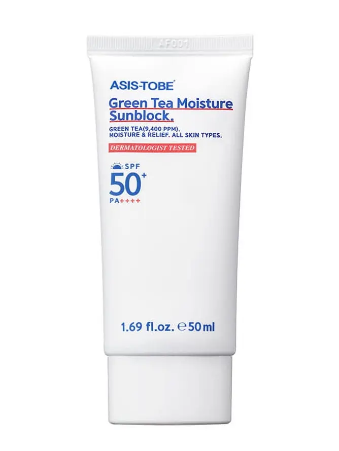ASIS-TOBE Green Tea Moisture Sunblock SPF 50+ PA++++, 50mL / 1.69 oz, Korean Skin Care
