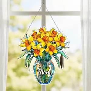 Daffodil Sun Catchers  to Mom  Stained Glass Daffodil Window  Decor March Birth Month Flower  Ornament Daffodils Gifts for Women Grandma