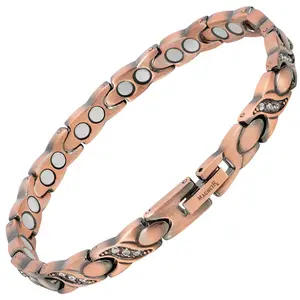 MagnetRX Ultra Strength Pure Copper Magnetic Bracelet For Women (Crystal XO)