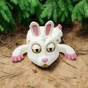 Bunny Coaster 3D Printed  | Adorable Cup Holder with Moving Head & Feet | Fun Drink Coaster | Unique Turtle Lover  | Articulated | Rabbit Sturdy Tableware Stylish
