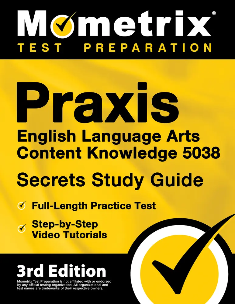 USED Book - PRAXIS English Language Arts Content Knowledge 5038 Secrets Study Guide - Full-Length Practice Test, Step-By-Step Video Tutorials: [3rd Edition] by Matthew Bowling (Paperback) - english