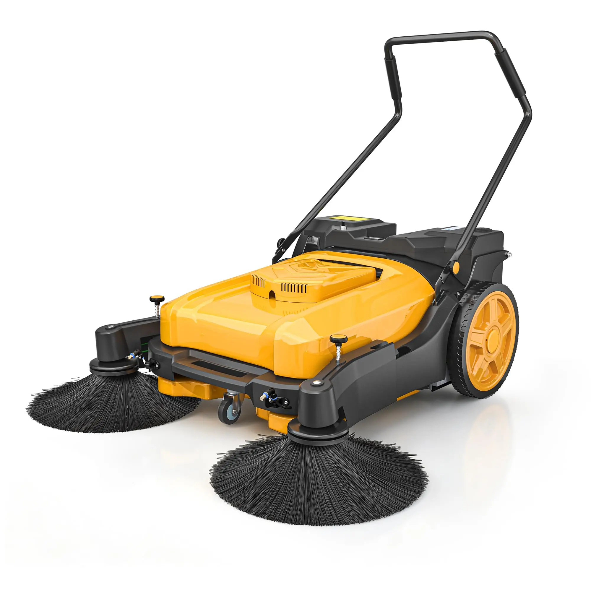 E6 43 Inch Battery Powered Walk-Behind Floor Sweeper with Mist Spray, Heavy Duty Industrial Push Floor Cleaning Machine, Electric Sweeper for Dust & Debris, Ideal for Warehouse, Factory, Parking Lot & Large Commercial Spaces
