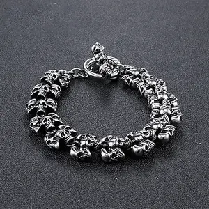 GTHIC Gothic Skull Domineering Stainless Steel Bracelet Gothic Jewelry Accessories for Party Daily Wear