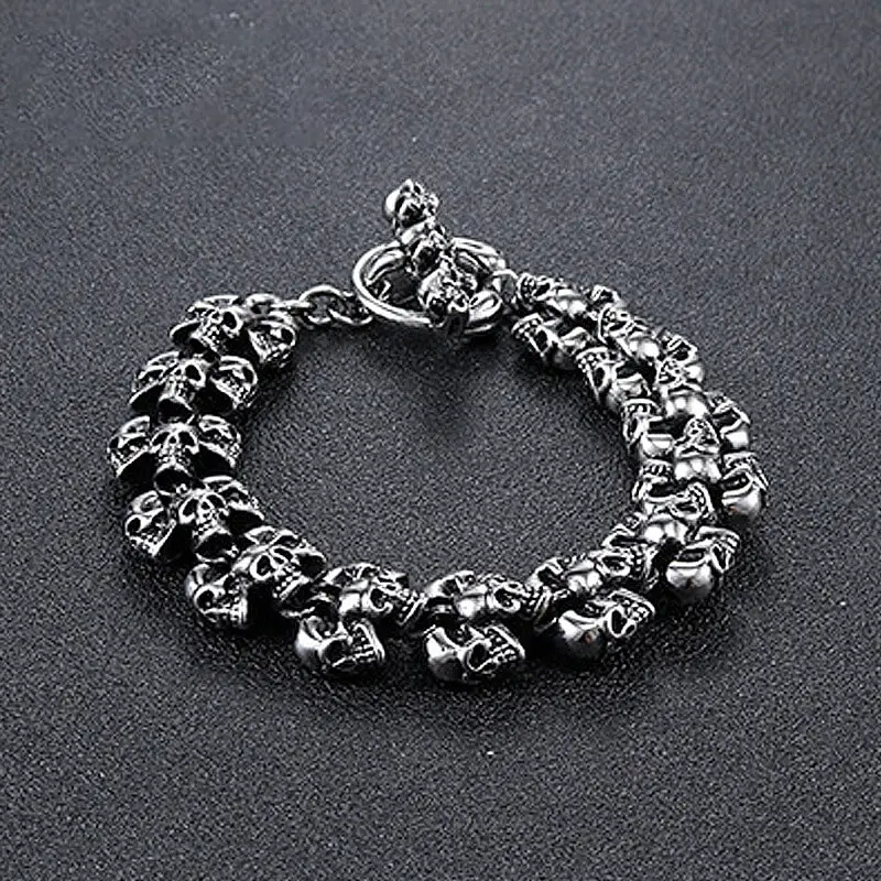 GTHIC Gothic Skull Domineering Stainless Steel Bracelet Gothic Jewelry Accessories for Party Daily Wear