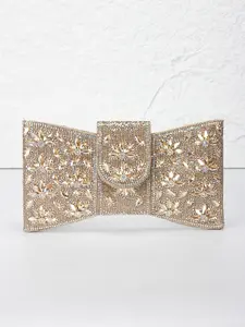 Elegant Bow Women's Evening Clutch, Handbag, Wallet, Rhinestone Flowers, with Long Chain for Convertible Shoulder Bag, Perfect for Weddings, Parties, Banquets, Christmas, and More, Elegant Stylish Purse