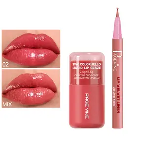 Lip Liner & Lip Stain Kit Sweat-Proof Waterproof Combo Lightweight Non-Drying One-Step Outline & Fill Natural Blending No Clumping Travel On-the-Go Touch-Up Essential