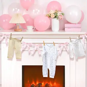 Bow Garland Banner Set, Satin Ribbon Party Decorations, Perfect for Weddings & Special Events, Easy-To-Hang Design