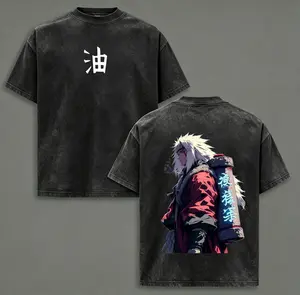 Grunge Graphic Album T-Shirt，Jiraiya Sannin Oversized Tee | Naruto Anime Double Printed Washed Shirt | Heavyweight Cotton | Viral Sad Ninja Aesthetic | Sage Mode Streetwear Top | Otaku Street Style Gift for Him Menswear T-Shirt