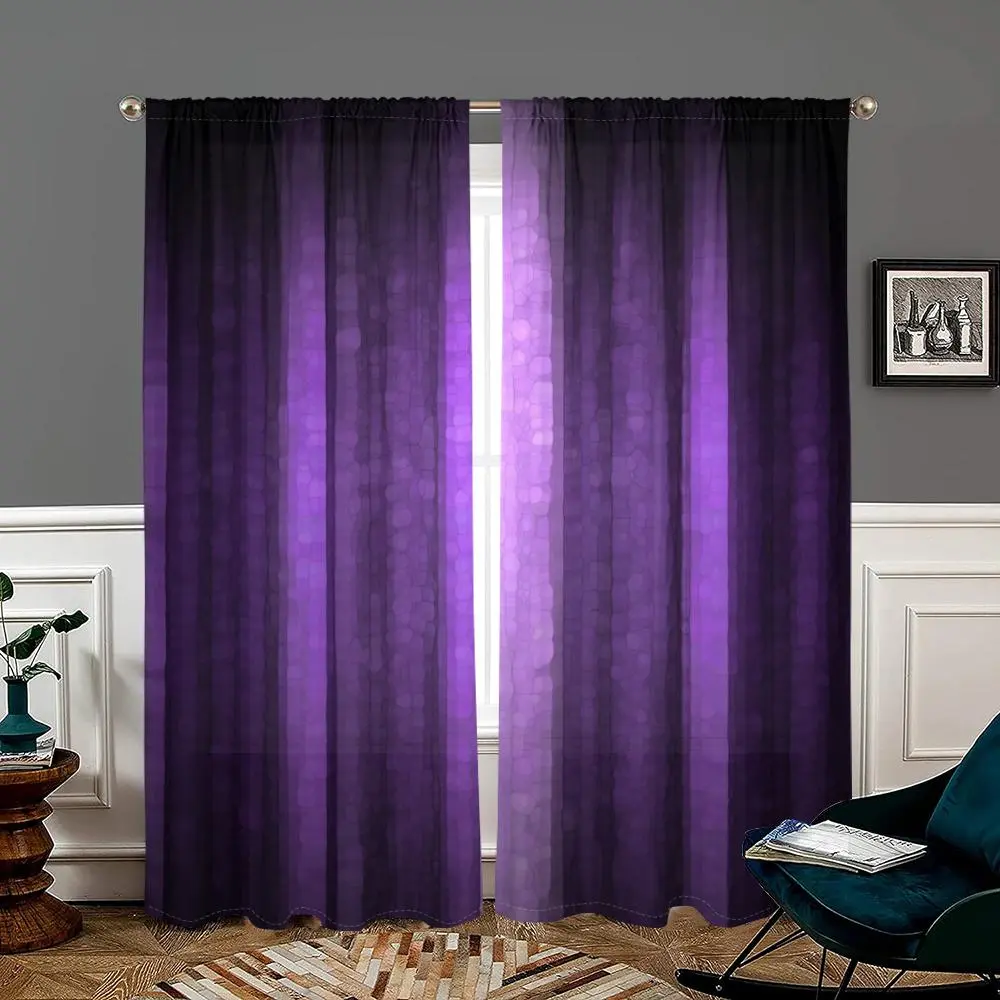 Gradient Print Curtain, Window Curtains, 2 Counts Modern Simple Elegant Curtain, Lightweight Semi Blackout Protection for Home Living Room Bedroom Study Kitchen Dining Room, Home Decoration Curtain