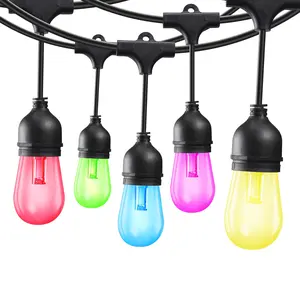 TORCHSTAR Pro LED RGB Multi-color Outdoor Holiday Decor Patio Hanging String Light - 50 Feet 15 Lights