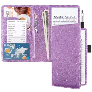 Server Books For Waitress Waiter With Zipper Pocket Guest Book Note Pad Pocket Leather Money Organizer Wallet Cash Check Bill Receipt Holder Presenter