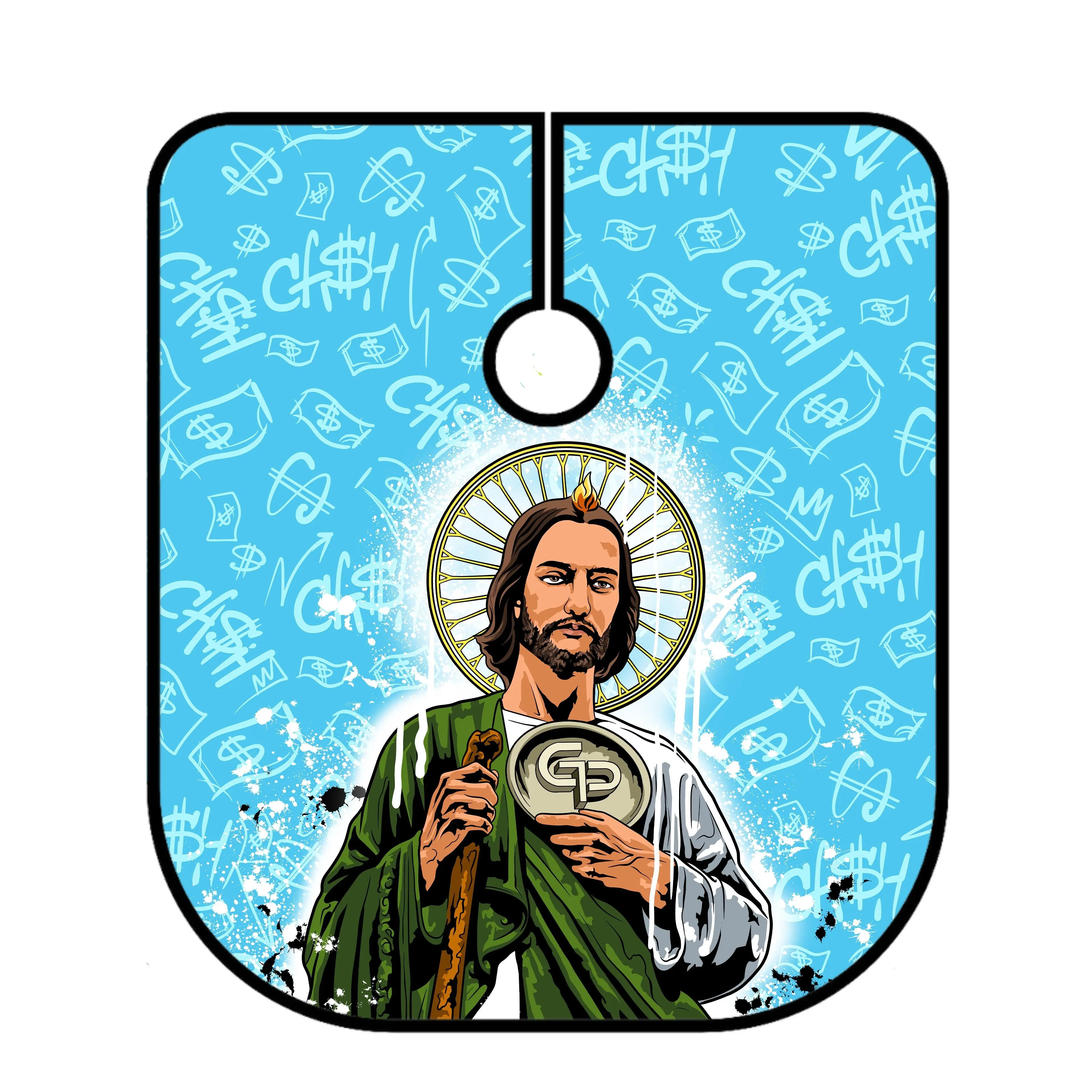 San Judas V2 Barber Cape | Saint Jude Hair Cutting Cape | Christian Barber Cape | Professional Salon Cape | Lightweight Hair Stylist Cape | Elastic or Snap Neck