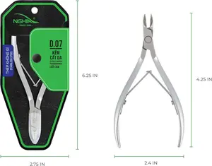 NGHIA D-07 Cuticle Nipper, Stainless Steel Tool with Durable Sharp Blades, Ergonomic Grey Plated Design for Professional Salon and Home Use