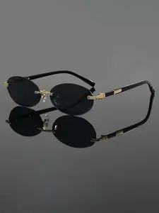 Unisex Fashionable Rimless Glasses, Stylish Glasses, Trendy Casual Tinted Lens Glasses for Everyday Use, Fashion Accessories for Outdoor Activities