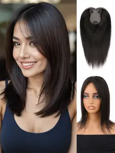 Hair Toppers for Women 12 Inch Middle Part Side Bangs Hair Clip Wispy Thin Short Wiglet Realistic Hairpieces with Thinning Hair  Synthetic Clip in Topper Hair Extensions
