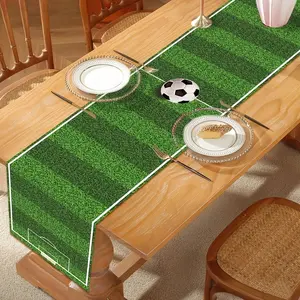 1pc Soccer-Themed Table Runner Green Soccer Polyester Tablecloth Soccer Party Decorations Kids' Gift Party Supplies Tabletop Decor Happy Birthday Party Supplies