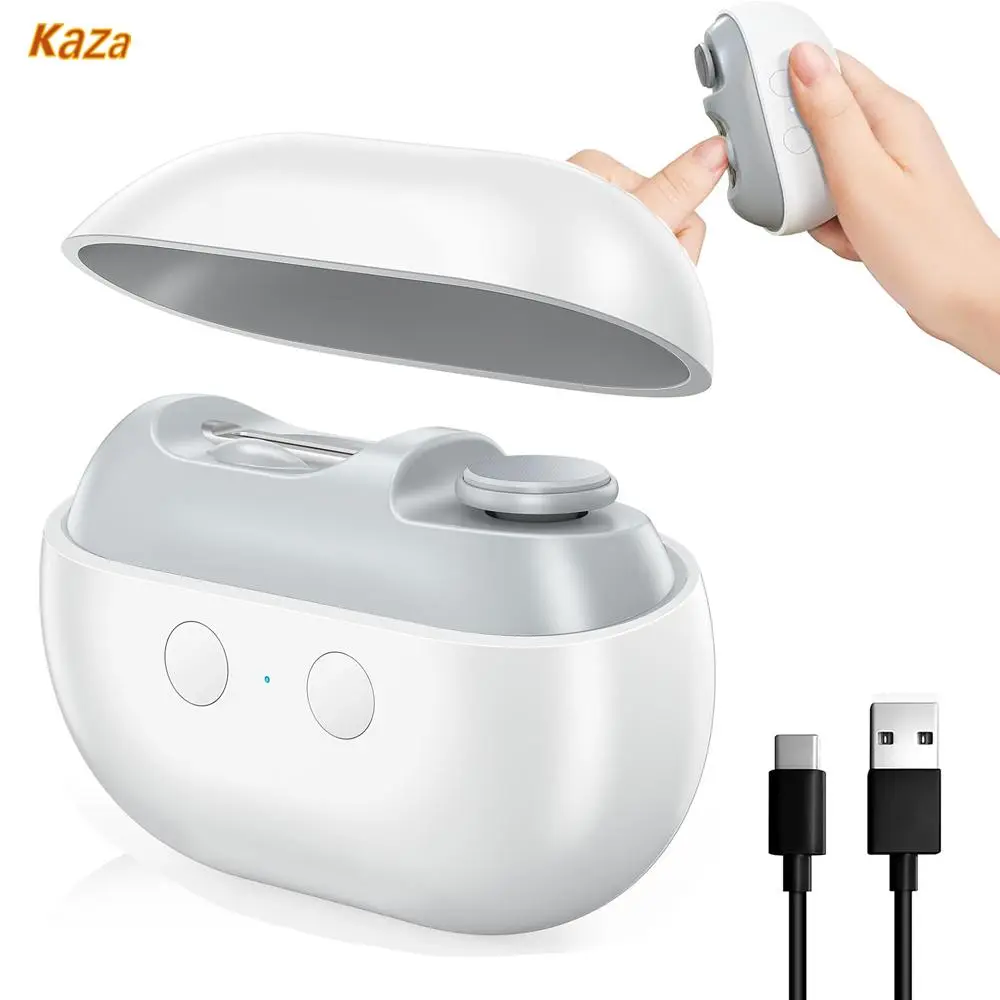 Electric Nails Cutter Trimmer Polisher Auto LED Light Nail Dust Collector Portable Rechargeable Automatic Nail Clipper