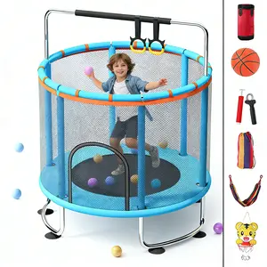 500lbs Capacity Trampoline - Full Anti-Rust Frame with Safety Net, Adjustable Gymnastics Bar & Toys | Ideal Gift for Boys & Girls