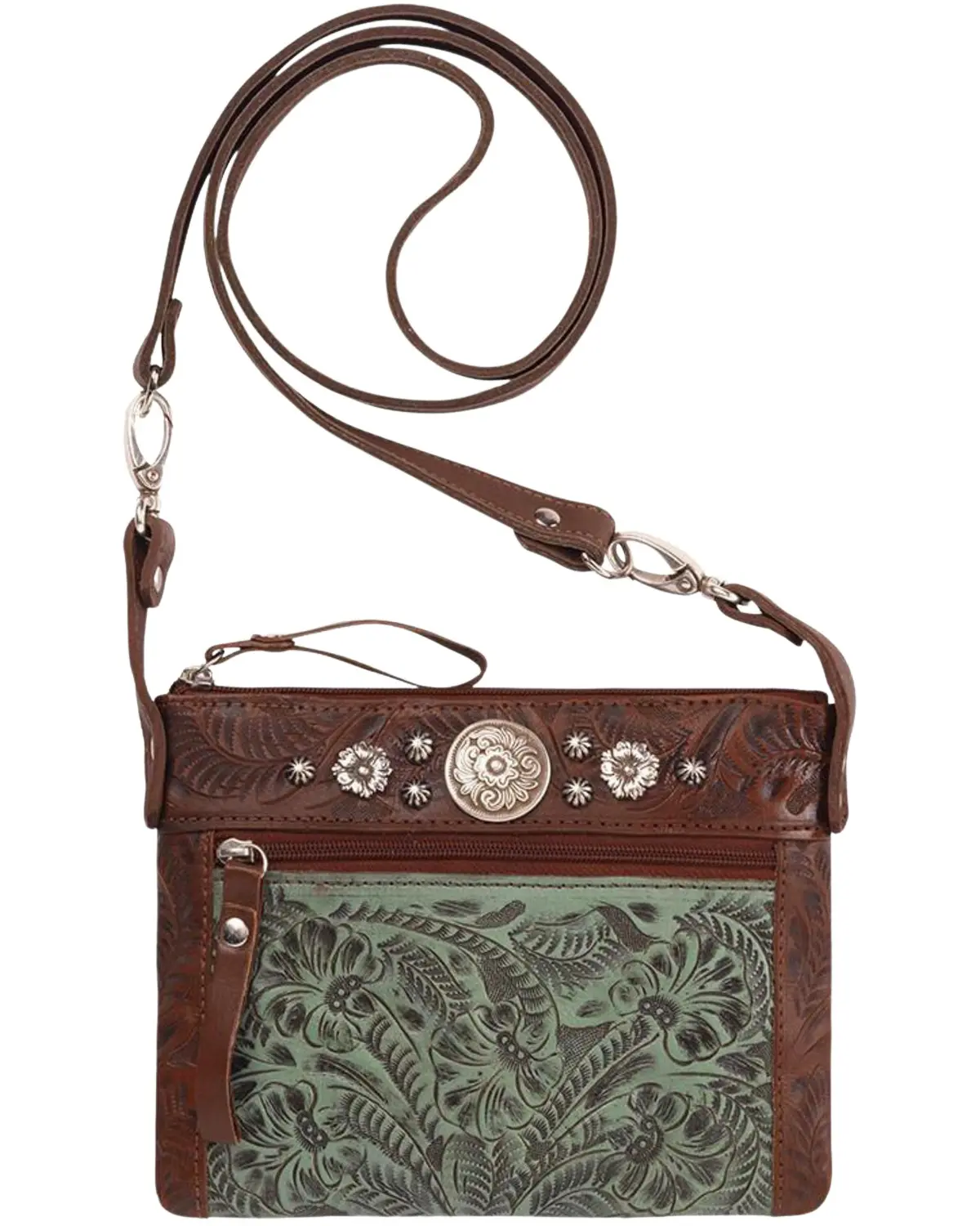 American West Women's Women'S Turquoise Trail Rider Crossbody Purse - 9378884