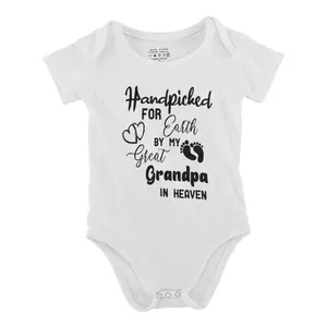 Hand Picked for Earth By My Great Grandpa In Heaven Baby Bodysuit Funny Babys Short Sleeve Onesies Romper for Infant Newborn Boys Girls Soft Casual Outfit with Snap Closures for Easy Diaper Change