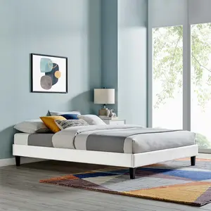 Modway Reign Full Performance Velvet Platform Bed Frame in White