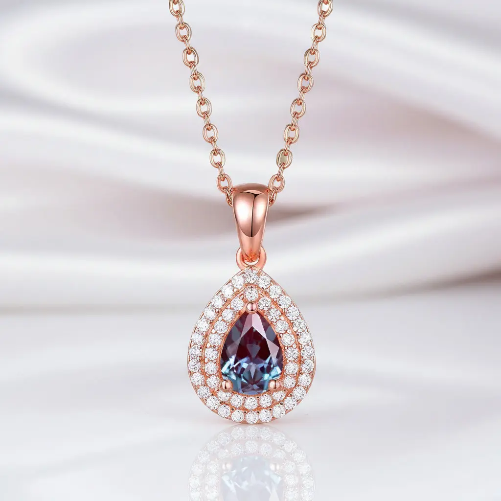 1.0 Ct Lab Alexandrite Pendant Necklace