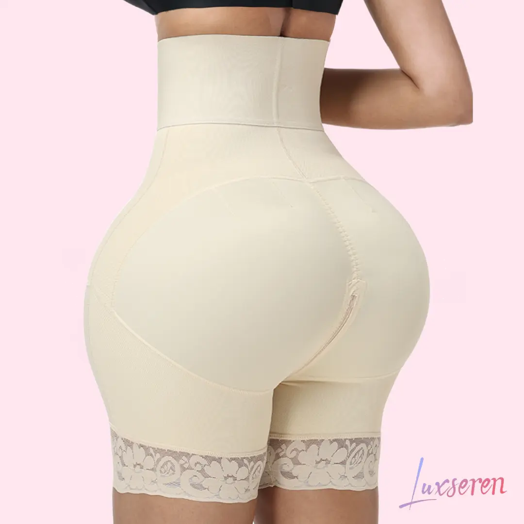 LUXSEREN Women's Elastane High-Waist Compression Faja Shapewear Boyshorts - 3-Row Crotch Closure, Adjustable Waist Trainer, Abdomen Flattener, Double Panel, All-Season Minimalist Basic Lingerie