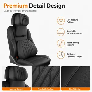 PU Leather Car Seat Headrest & Lumbar Support Pillow Set, Ergonomic Neck Back Cushion, Soft Memory Foam, Breathable Comfort for Cars SUVs Trucks