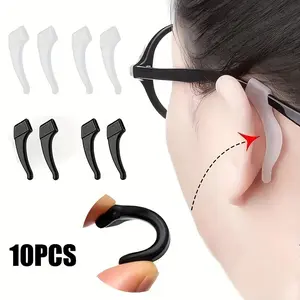Silicone Anti-Slip Ear Hooks for Glasses,10pcs Silicone Anti-Slip,Comfortable Elastic Temple Tips，Prevent eye frame legs from falling off and hook jamming, Glasses Grips