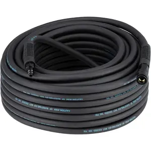Hybrid Air Hose 3/8"ID x 100FT, 300PSI Durable, Lightweight, With 1/4" Universal  3IN1 Coupler and Plug, Bend Restrictors, Black(100')