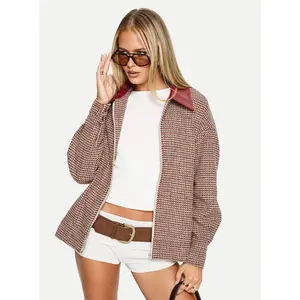 End Of The Day Collared Jacket Red Multi