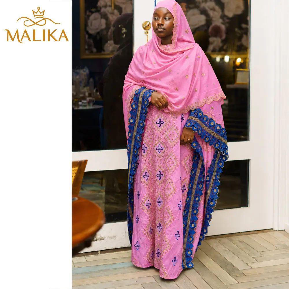 Women's Formal Pink Embroidered Stone Bazin Riche Boubou Dress with Shawl, Batwing-Sleeve Cowl-Neck Elegant Party Gown for Nigerian Noble Ladies' Luxury Evenings, Elegant Party Dresses, Shortsleeve, Baby Shower, Anniversary, Retro Party