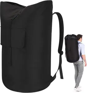 115L Heavy Duty Extra Large College Laundry Backpack Bag, Dirty Clothes Laundry Hamper with Shoulder Straps Drawstring Closure for College Dorm Apartment Black
