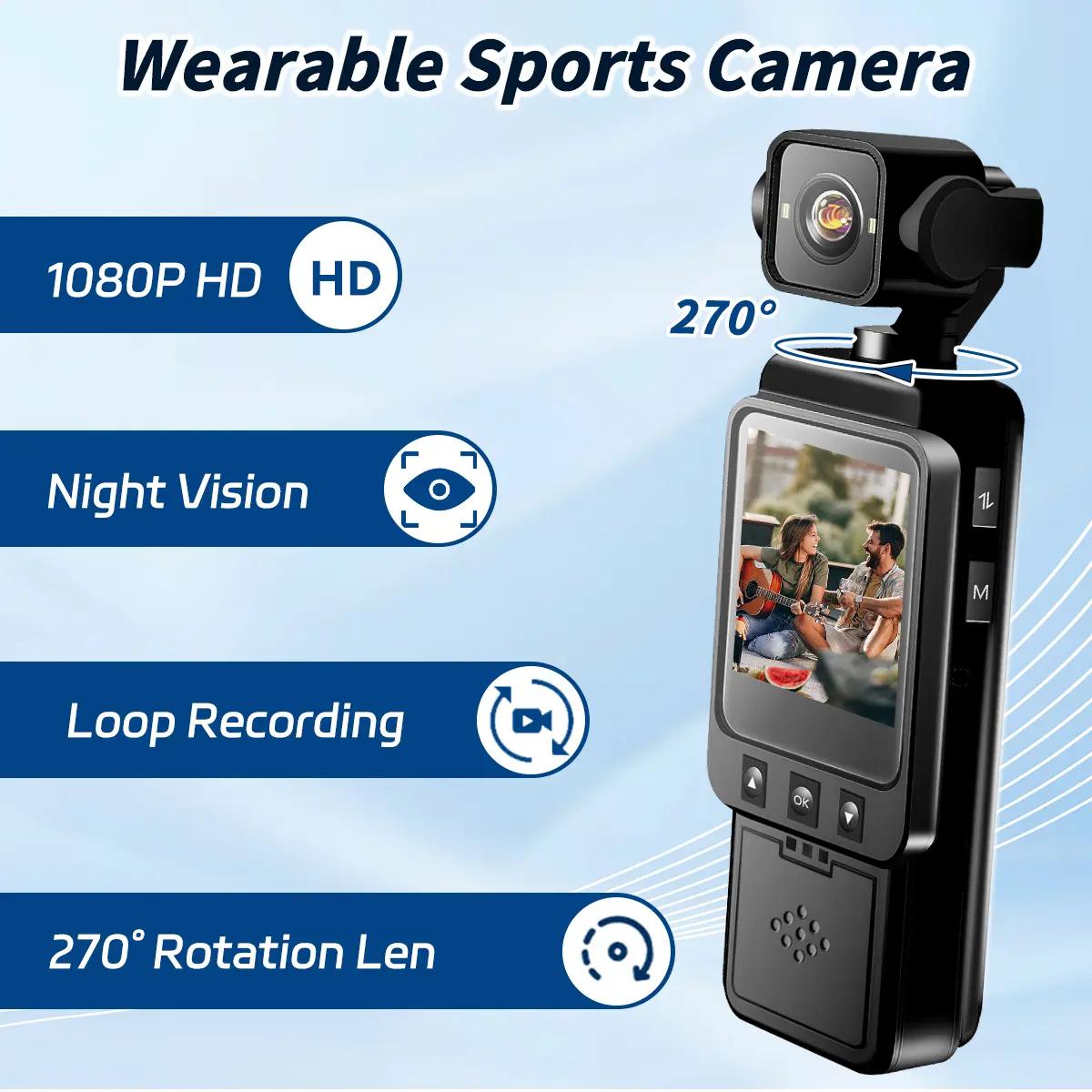 Upgraded 2.0 HD 1080P Portable Pocket Sports Camera – Ideal for vlogging, sports, outdoor travel, and daily use; features 6x zoom and wide-angle shooting; wireless vlogging camera for video recording.
