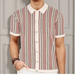 Kyn Apparel Men's Fashion Luxury Leisure Polo Shirts Striped Button-down Short Sleeve Cardigan Casual Business Knitwear 2026 New Summer