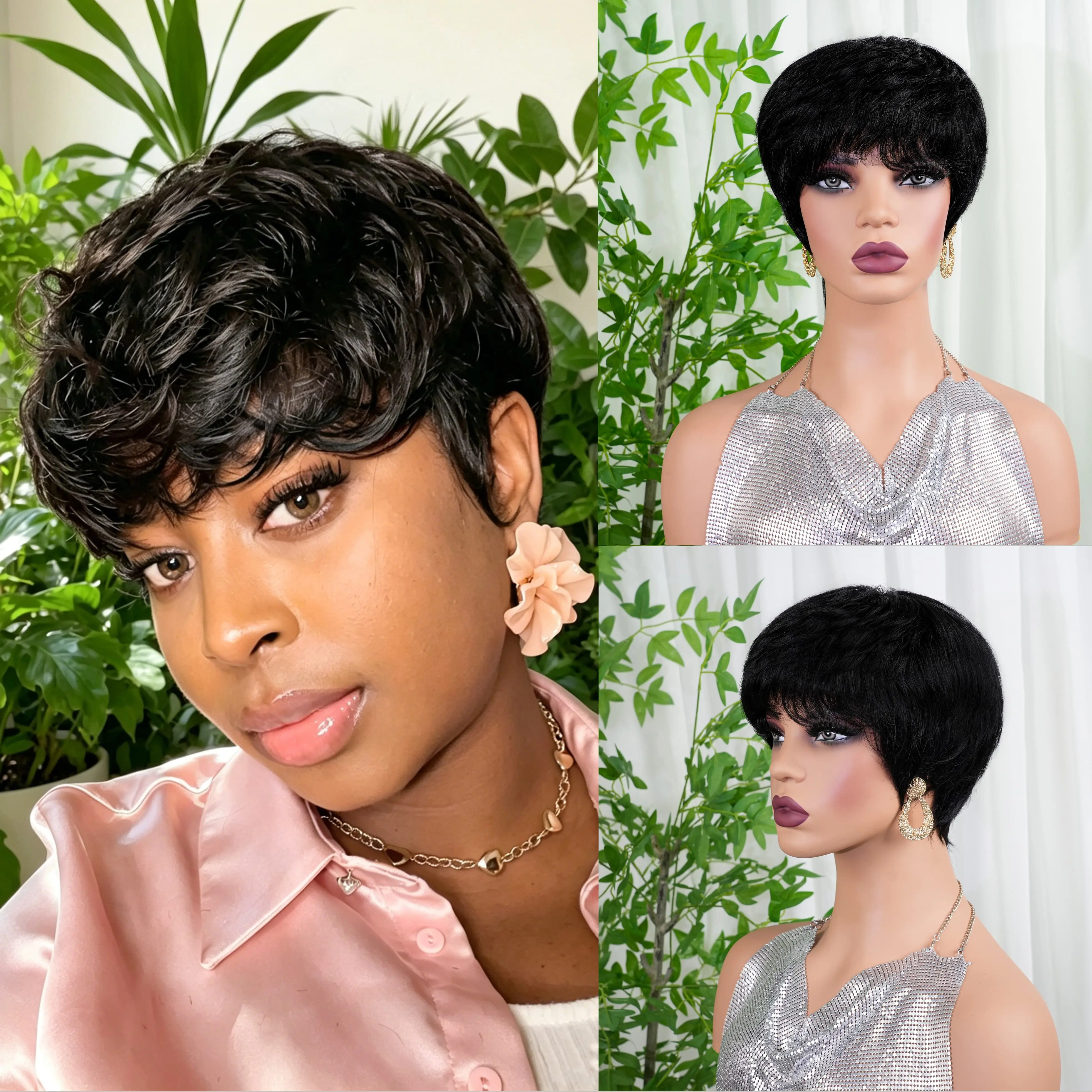 Pixie Cut Wigs  Voluminous Layered Style   Machine-Woven  Natural-Looking Short Pixie Wigs  Vietnamese Human Hair