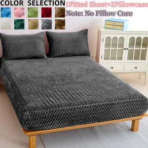 Ultra-Soft Turtle Velvet Bedding Set, King/queen Size, Breathable & Wrinkle Resistant, Includes Sheet & Pillowcases，Love Pattern，Valentine'S Day，Romantic