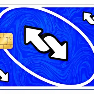 Blue Uno reverse credit cards skin (small chip)