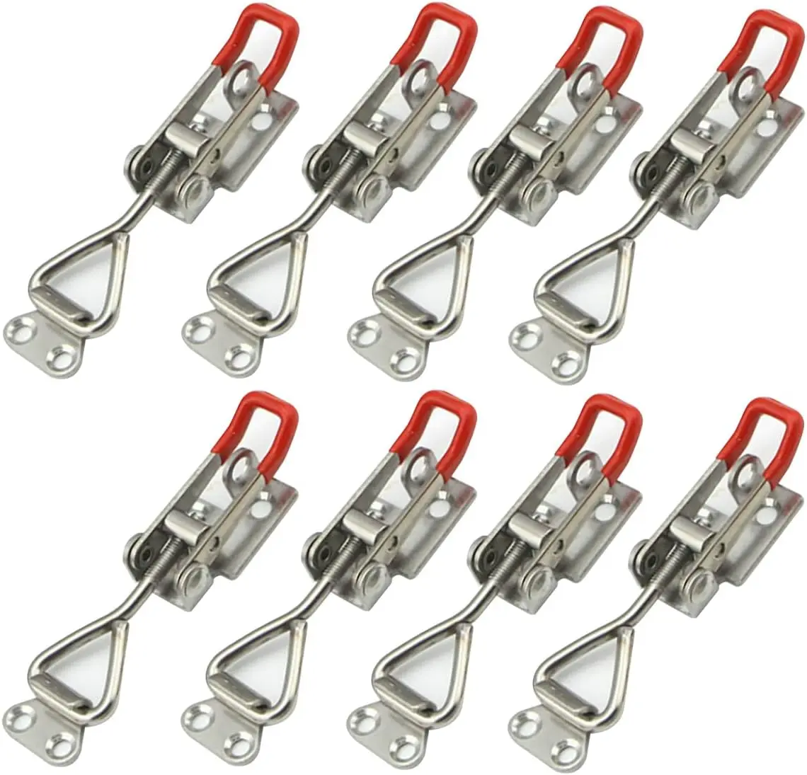 8-Piece Galvanized Iron Anti-Rust Adjustable Toggle Latch Clamp (R4001 with Keyhole), 150kg/360lbs Holding Capacity, Quick Release Handle for Cabinet Doors/Boxes, Adjustable Installation Distance