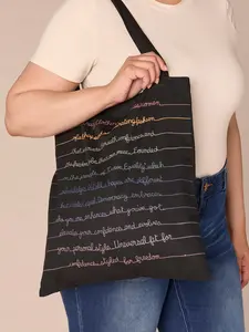 Democracy Script Drawstring Tote Bag