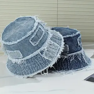 Vintage Denim Print Bucket Hat, Fisherman Cap, Casual All-Match Sunshade Fisherman Hat for Spring/Summer, Retro Cowboy Series Basin Hat