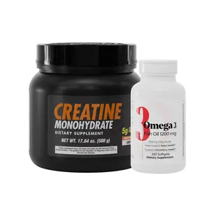 Creatine Monohydrate 5g & Omega-3 Fish Oil 1200mg Bundle for Strength Endurance Muscle Recovery Healthcare Supplements