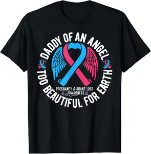 100% cotton Unisex Daddy Of An Angel Pregnancy and Infant Loss Awareness T-Shirt