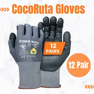 12 Pairs COCO RUTA - COCO RUTA Gloves - Work Gloves Ultimate  Foam Nitrile Palm Coated Gloves - Work Gloves COCO RUTA industrial gloves